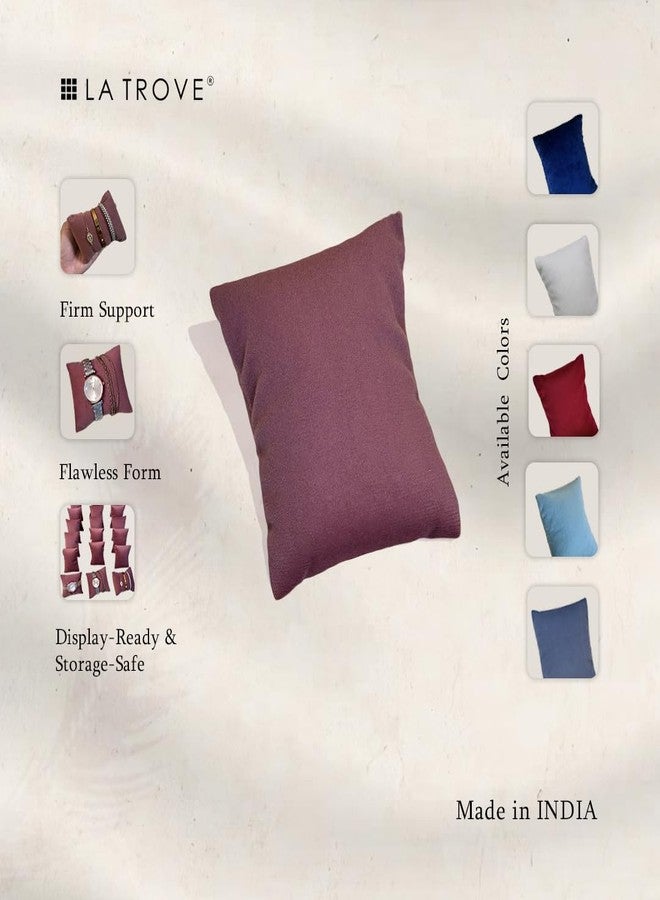 La Trove Velvet Jewelry Organizer Watch Bracelet Pillow Cushion Set | Soft Velvet Storage Holder | Pack of 12 Dark Pink - Image 3